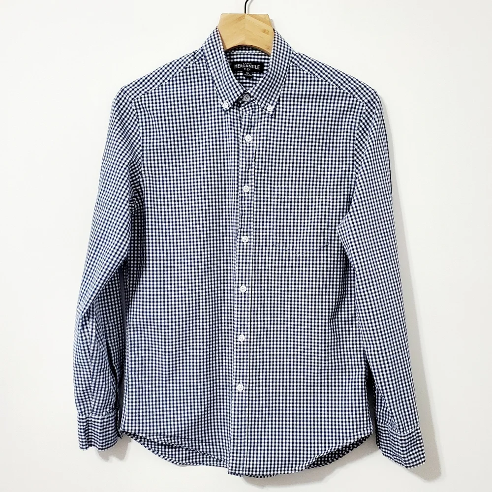 J. Crew Mercantile Flex Black White Gingham Long Sleeve Button Up Shirt Medium